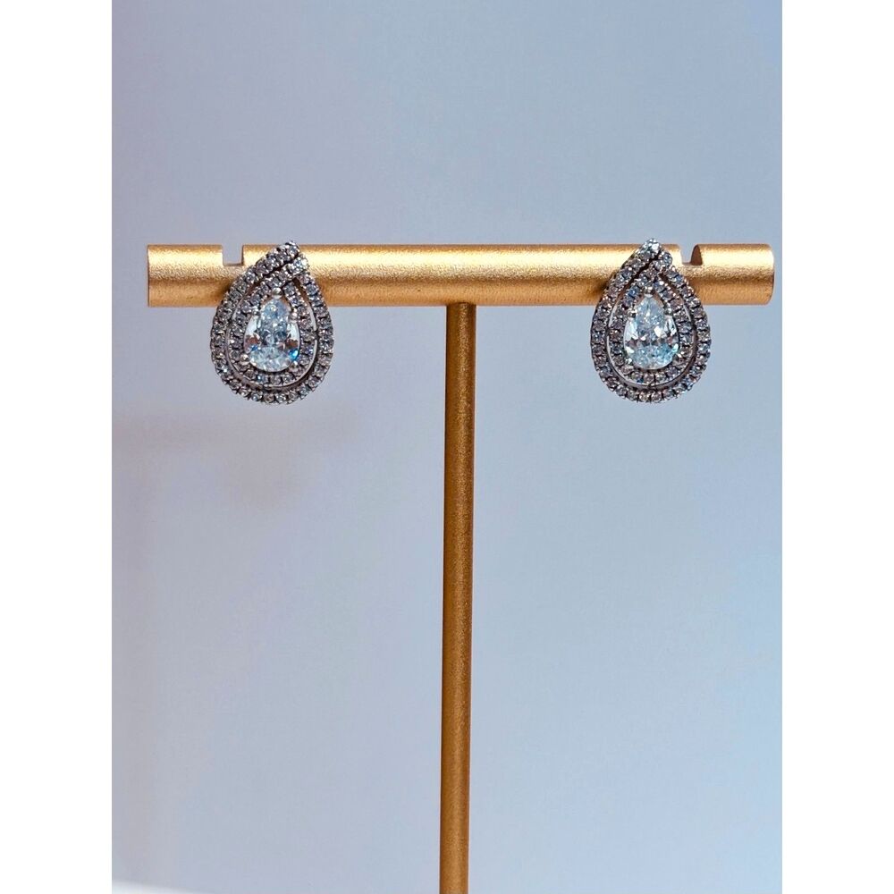 Sterling Silver Teardrop CZ Stud Earrinngs